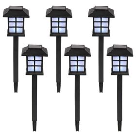 Free shipping 6pcs White LED Solar Lantern Torch Light Garden Landscape Lighting YJ