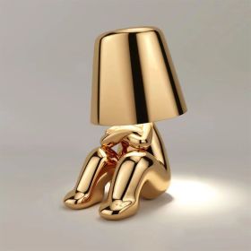 Creative lights for gift; Thinker Lamp Collection; Bedside Touch Control Table Lamp Cordless Led Nightstand Desk Lamp Creative Golden Man with Dimmabl (Style: Mr B)