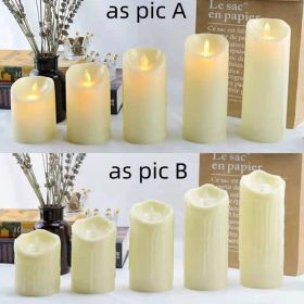 Flameless Flickering LED Candles Battery Operated , Warm Light Real Wax Pillar Votive 3D Wick Candles, Perfect for Party/Wedding/Home Decor(White (Color: as pic B, size: 7.5*17.5cm)