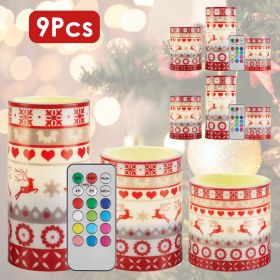 3Pcs/6Pcs/9Pcs quantity options Christmas Flameless LED Candles Deer Flickering Candle Lights Pillar Candles with 3 Lighting Modes Timer Remote C (Quantity: 9Pcs/Set)